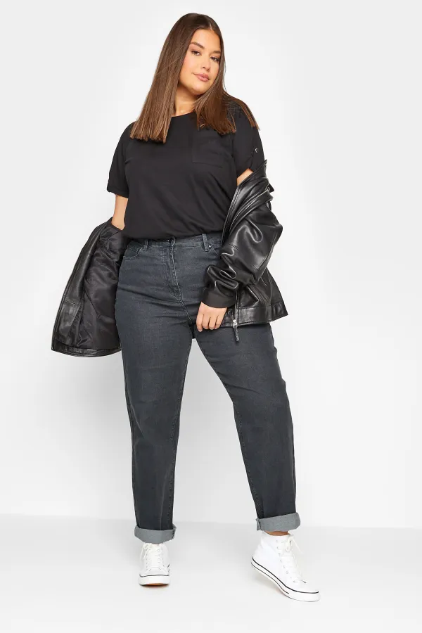 LTS Tall Indigo Blue Washed UNA Stretch Mom Jeans