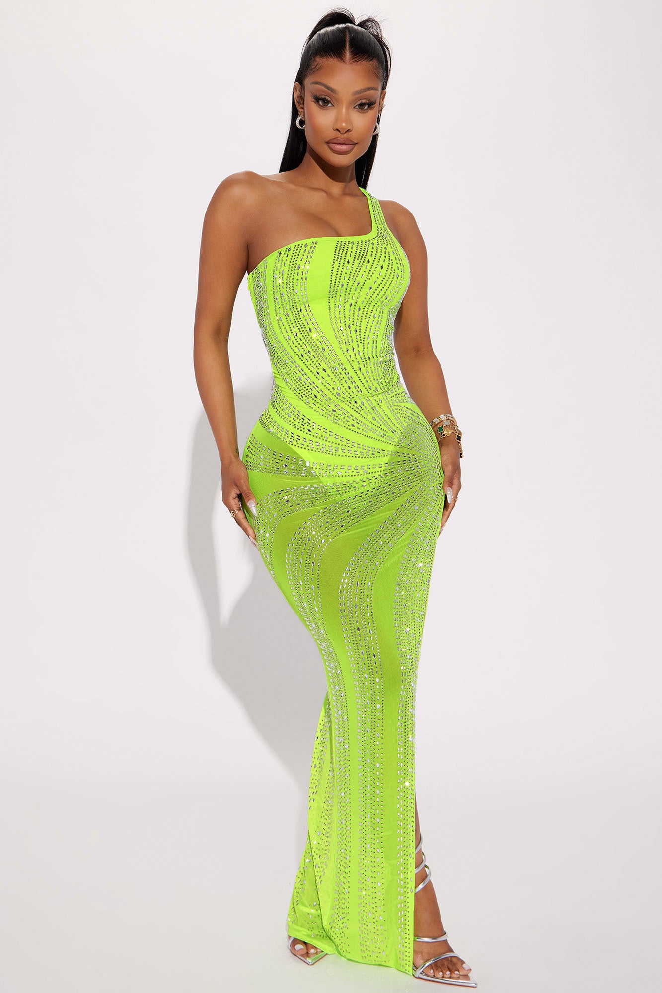 Aries Embellished Gown - Lime