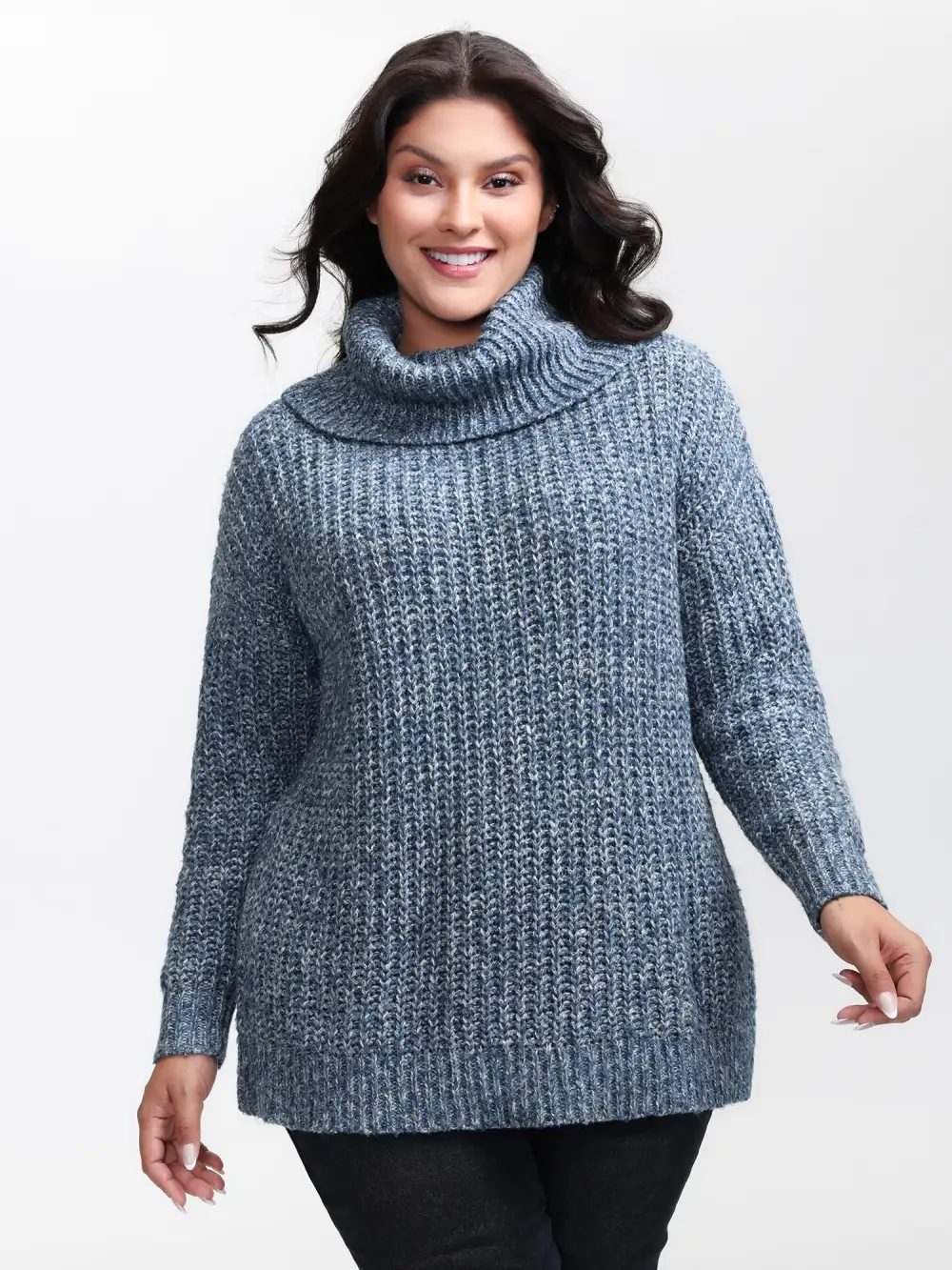 Heather Turtle Neck Solid Pullover