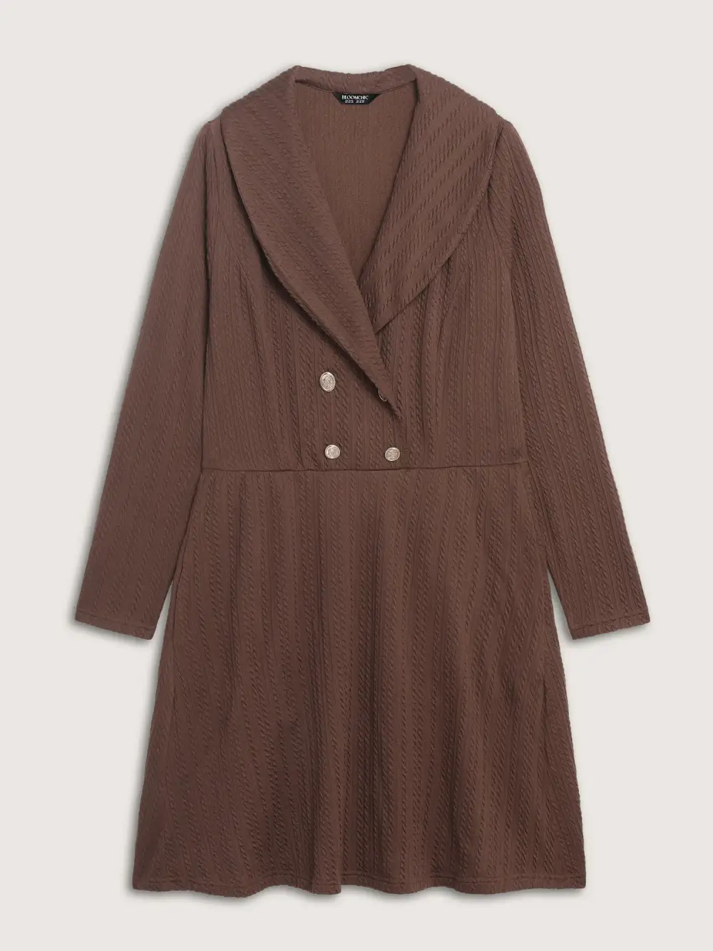 Cable Knit Double Decorative Button Knee-Length Dress