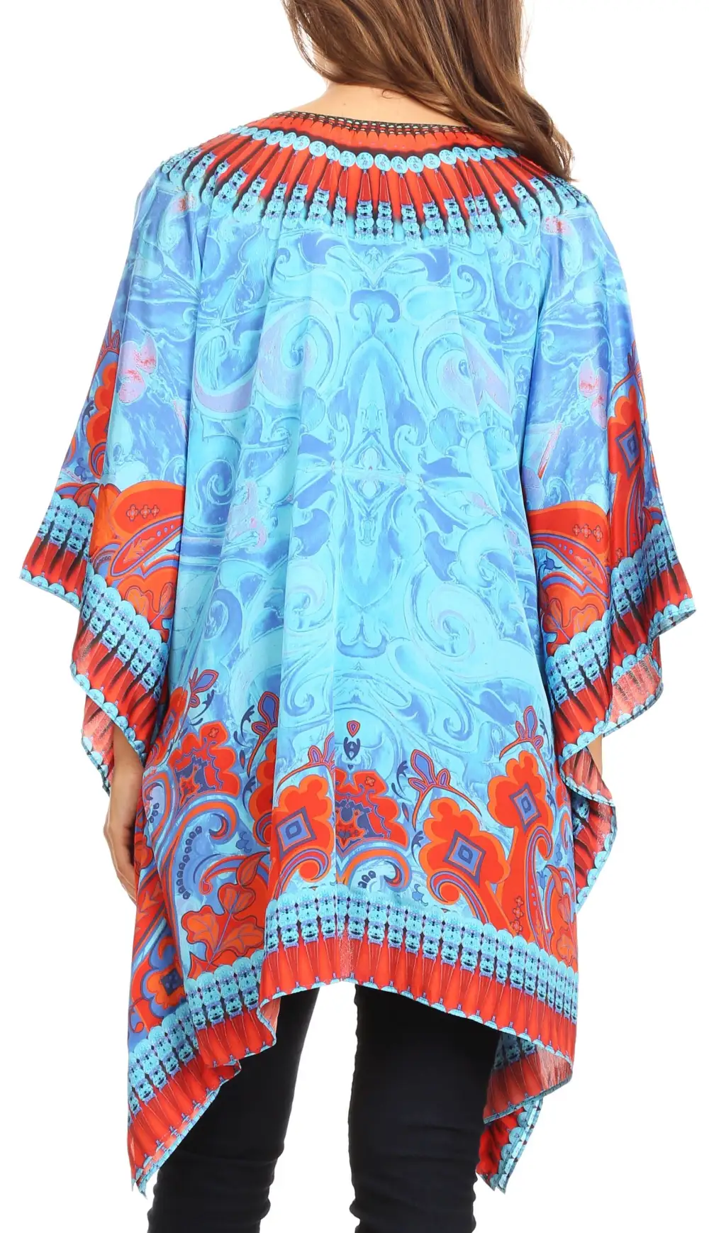 Women's Caftan Poncho Cover up V neck Top Lace up With Rhinestone