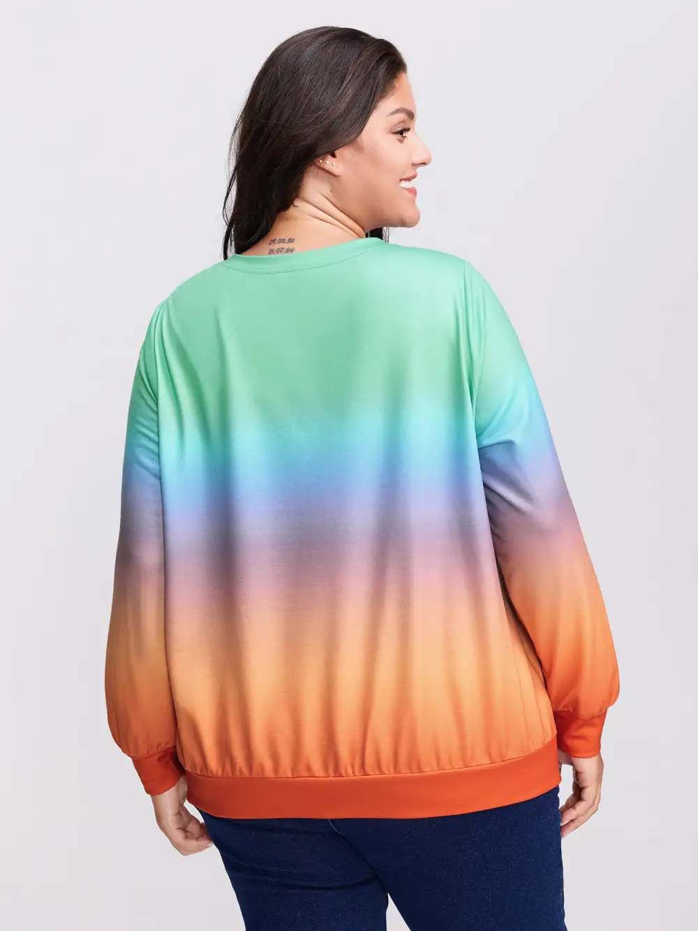Ombre Gradient Elastic Hem Sweatshirt