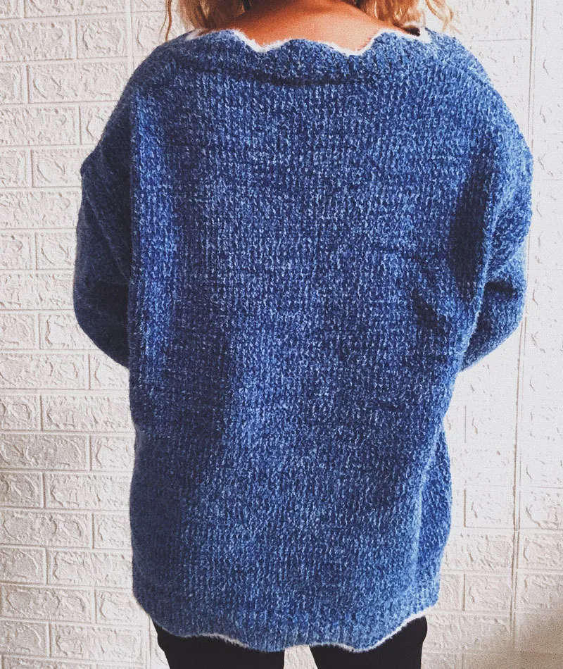 Wave Edge V-Neck Casual Sweater
