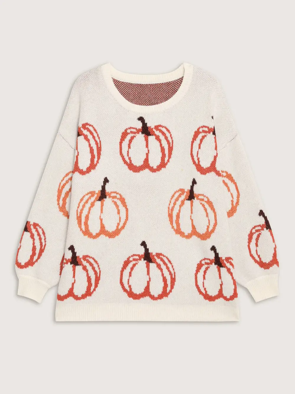 Pumpkin Patch Print Drop Shoulder Pullover