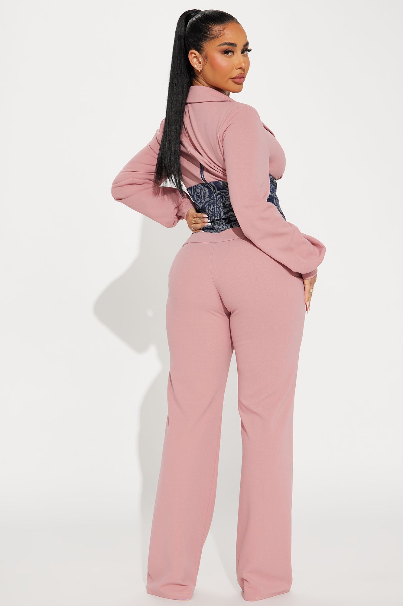 Fiona Blazer Pant Set - Mauve