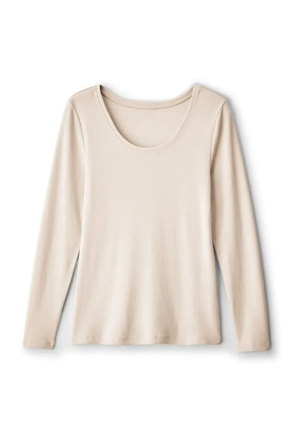 Rib Knit Long Sleeve Scoop Neck Tee