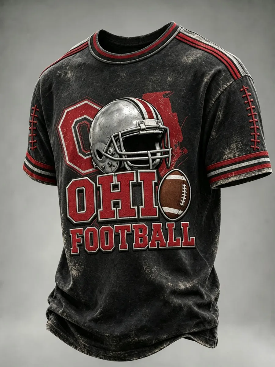 Men's Football Print Casual T-Shirt