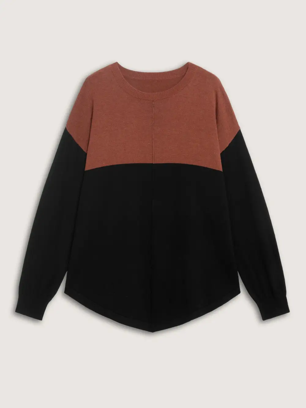 Supersoft Color Block Drop Shoulders Curvy Hem Pullover