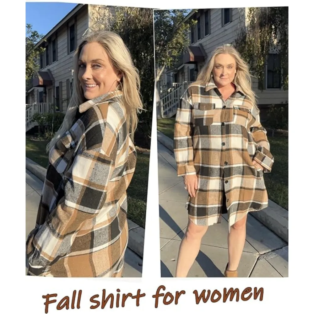 Women's Plus Size Flannel Plaid Shirt