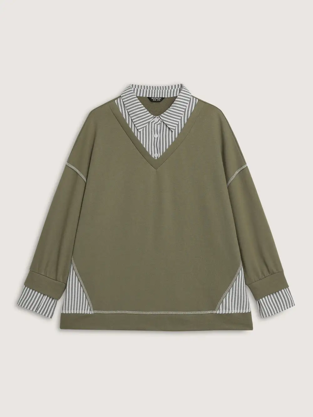 2-In-1 Stripe Drop Shoulder Sweatshirt