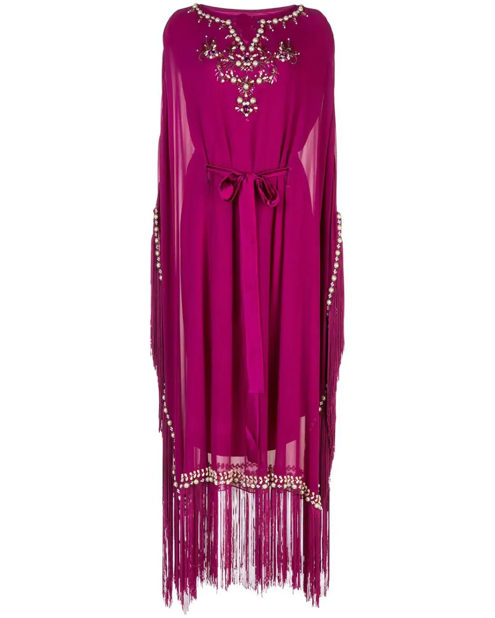 Ladies Tassel Embroidered Kaftan Midi Dress