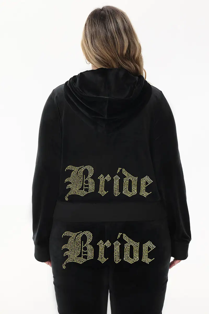 Bride Big Bling Velour Hoodie