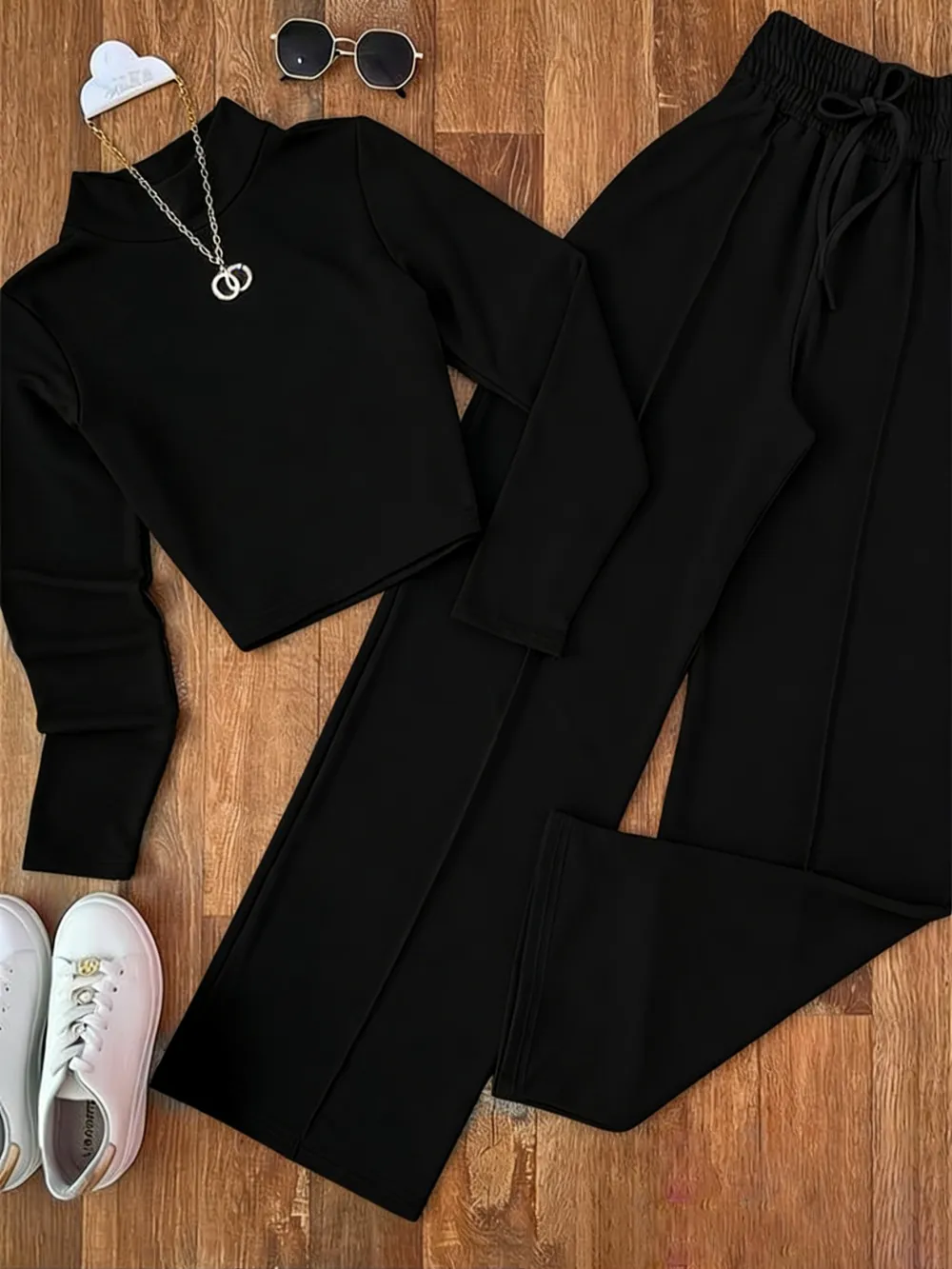 Women's 2-Piece Set: Long Sleeve Top + Pants, Spring/Fall Casual