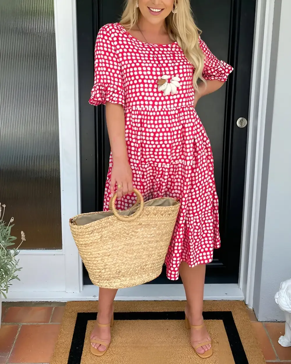 Morgane | Chic and Lightweight Midi Dots Dress