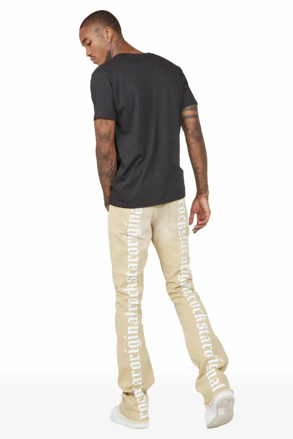 Loreto Khaki Stacked Flare Jean