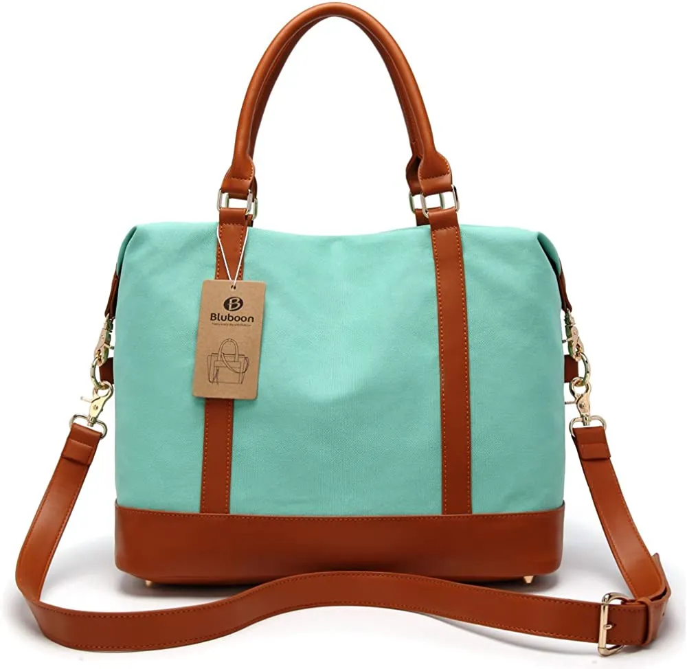 Ladies Canvas Weekender Bag Overnight Carry-on Tote Duffel in Trolley Handle