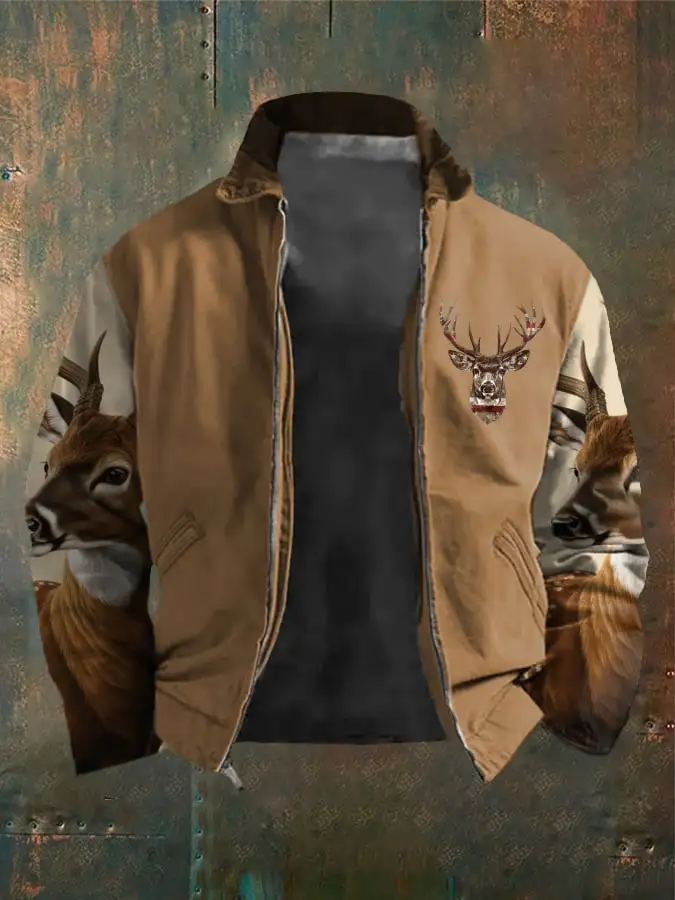 Men's Western Elk Outdoor Lapel Jacket