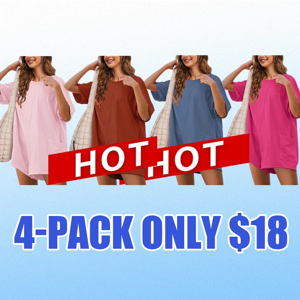 Women's Casual Oversized Short Sleeve Romper – Reversible Athletic Jumpsuit for Workouts & Daily Wear