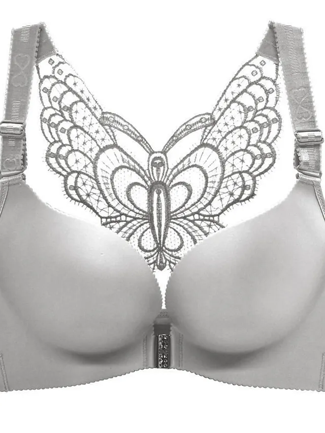 Women's Curve Plus Size Solid Color Butterfly Ladies Sexy Winter Fall Spring Push Up Bras 3/4 Cup Bra Black Wine Red Big Size US34A / FR90A / INT75A US34B / FR90B / INT75B US34C / FR90C / INT75C