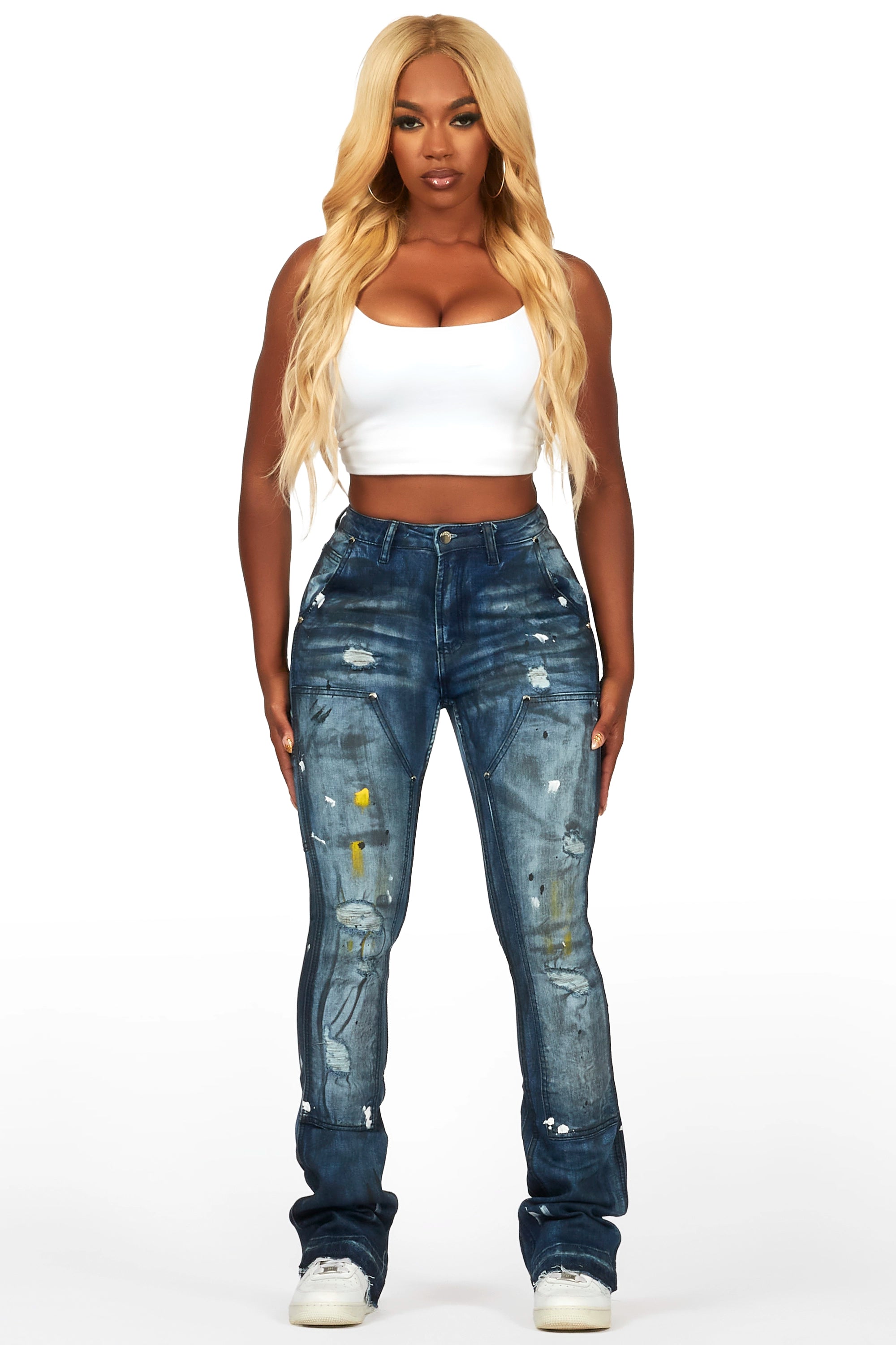 Miesha Light Wash Stacked Flare Jean