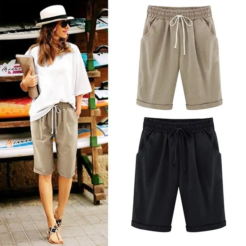 WOMEN'S FASHION ELASTIC WAISTBAND PLUS SIZE LOOSE SHORTS