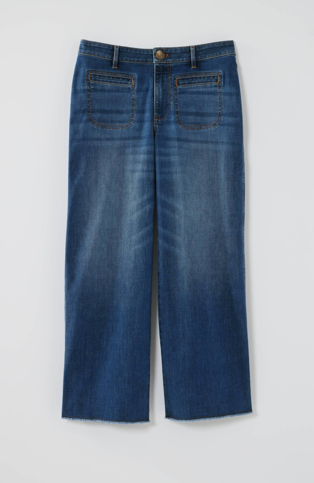Wide-Leg Welt-Pocket Crops