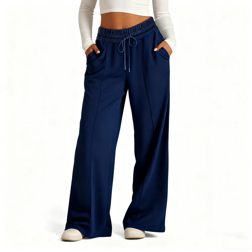 Women's Wide Leg Sweatpants Casual Loose Solid Color Pants Comfy Lounge Joggers Baggy Sweatpants Pockets