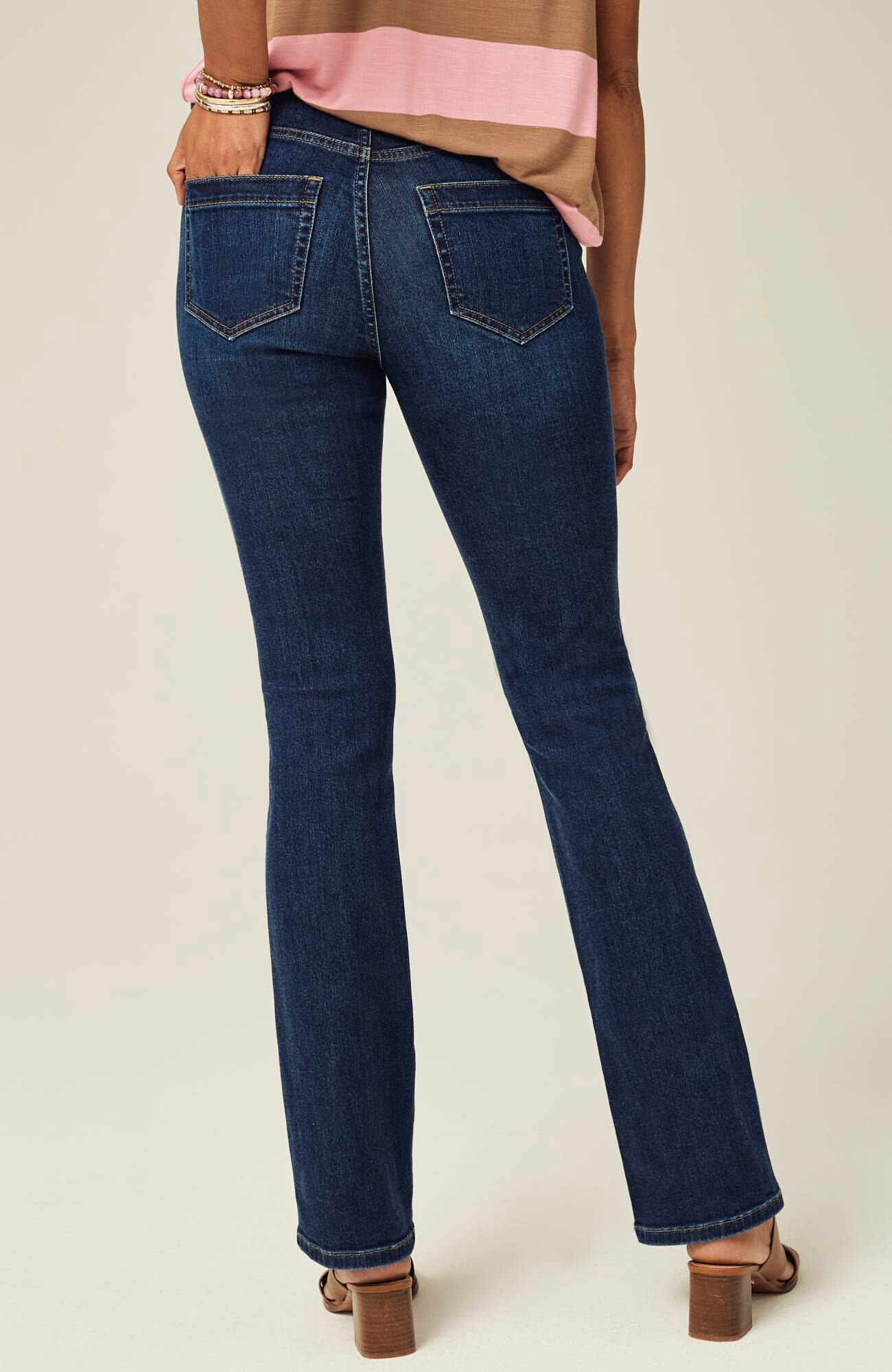 high-rise boot-cut jeans