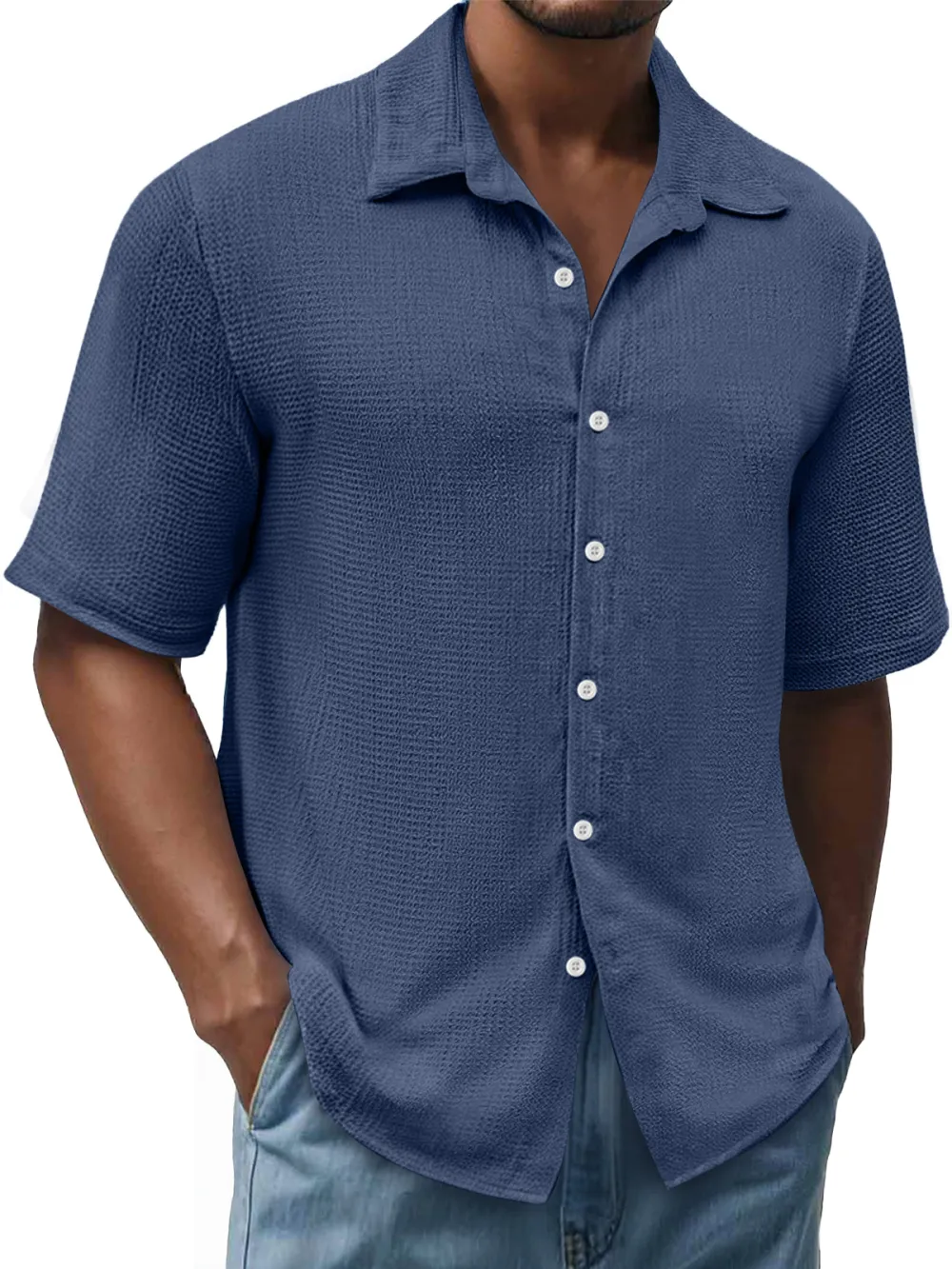 Men's Daily Texture Casual Lapel Comfortable Short Sleeve Shirt