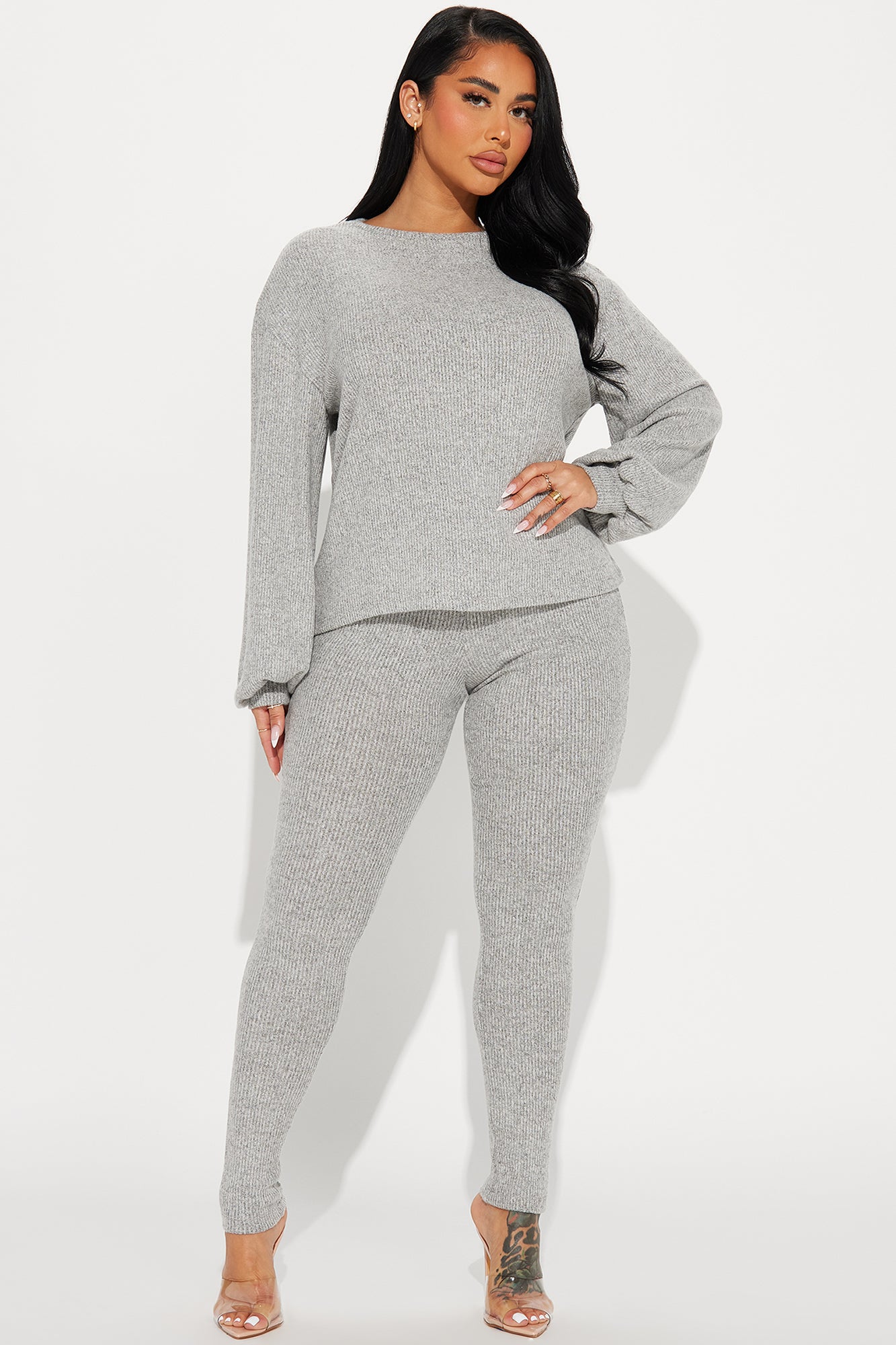 Comfy N Cozy Legging Set - Heather Grey