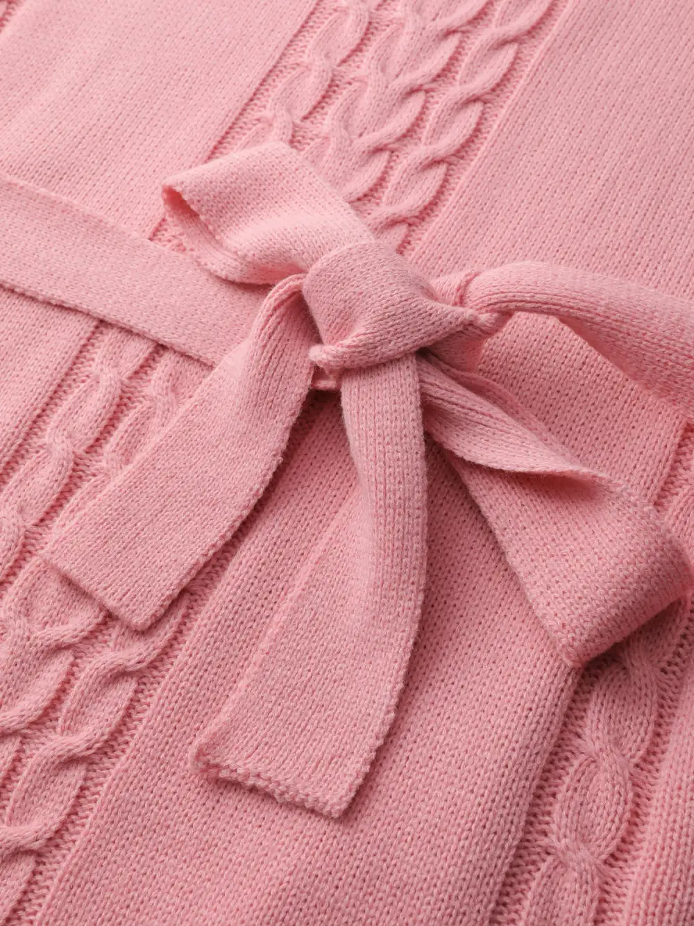 Textured Ruffled Hem Belted Knit Midi Dress