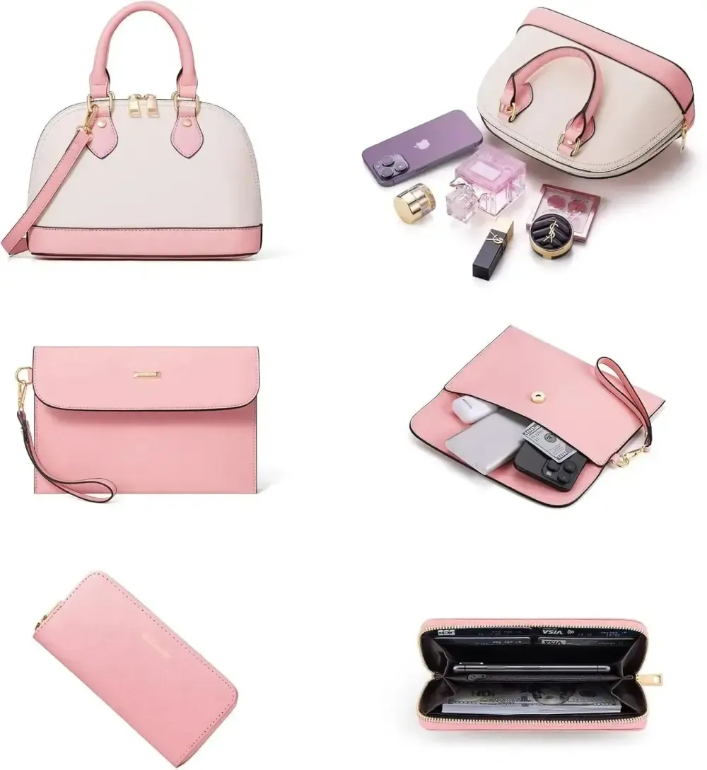 4PCS Women Fashion Handbags Purses Wallet Tote Shoulder Bags