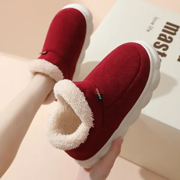 Men's Women's Flats Slippers Fuzzy Slippers Fluffy Slippers House Slippers Home Daily Indoor Solid Color Winter Flat Heel Round Toe Casual Comfort Minimalism Satin Faux Suede Loafer Wine Navy Blue