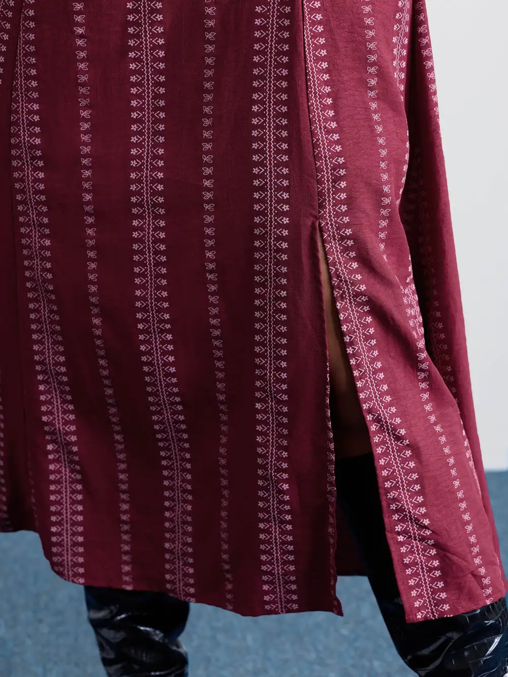 Textured Waist-Defining Square Neck Maxi Dress