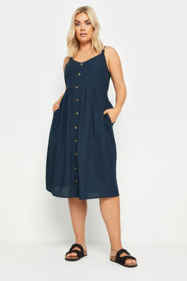 YOURS Curve Navy Blue Strappy Sundress