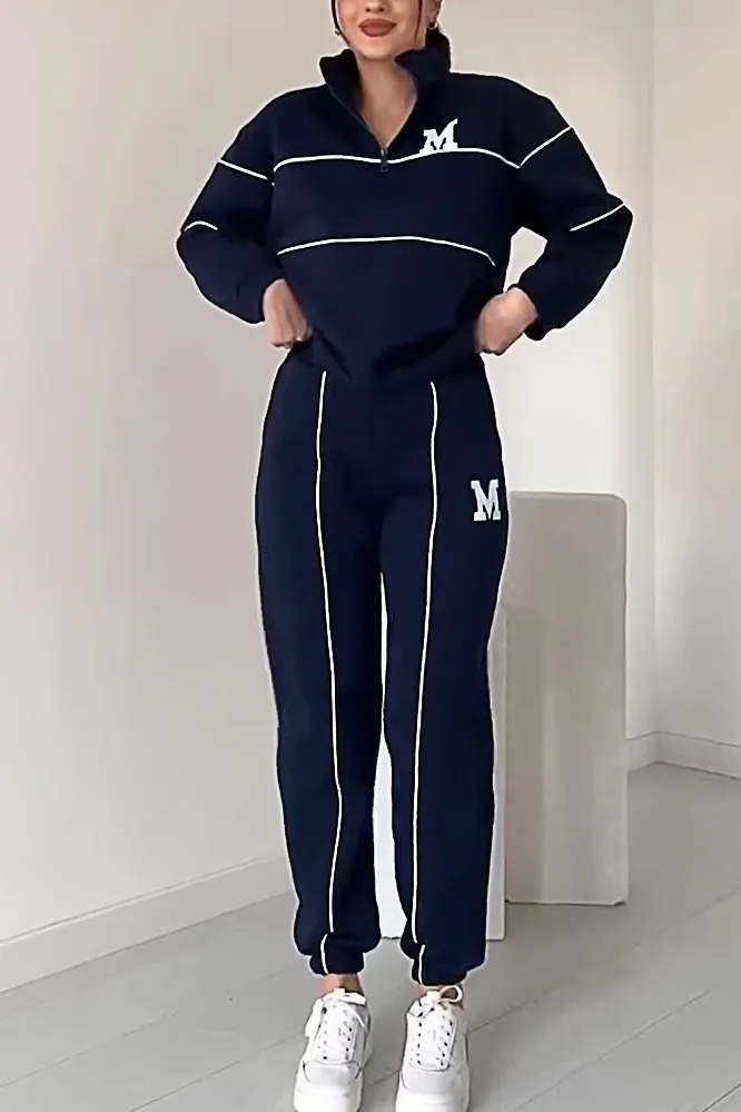 Women's Fashion Sports Leisure Letter Sweater & Pants Two-piece Set