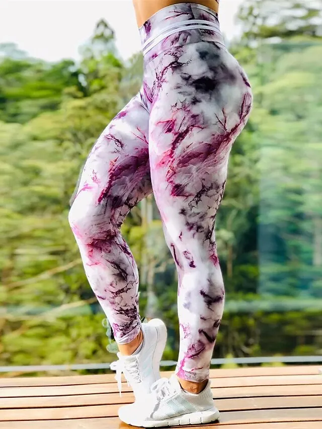 Women's Leggings Graphic Galaxy Tie Dye Print Full Length Micro-elastic High Waist Active Fashion Outdoor Yoga Leopard Print Sunset S M Fall Winter