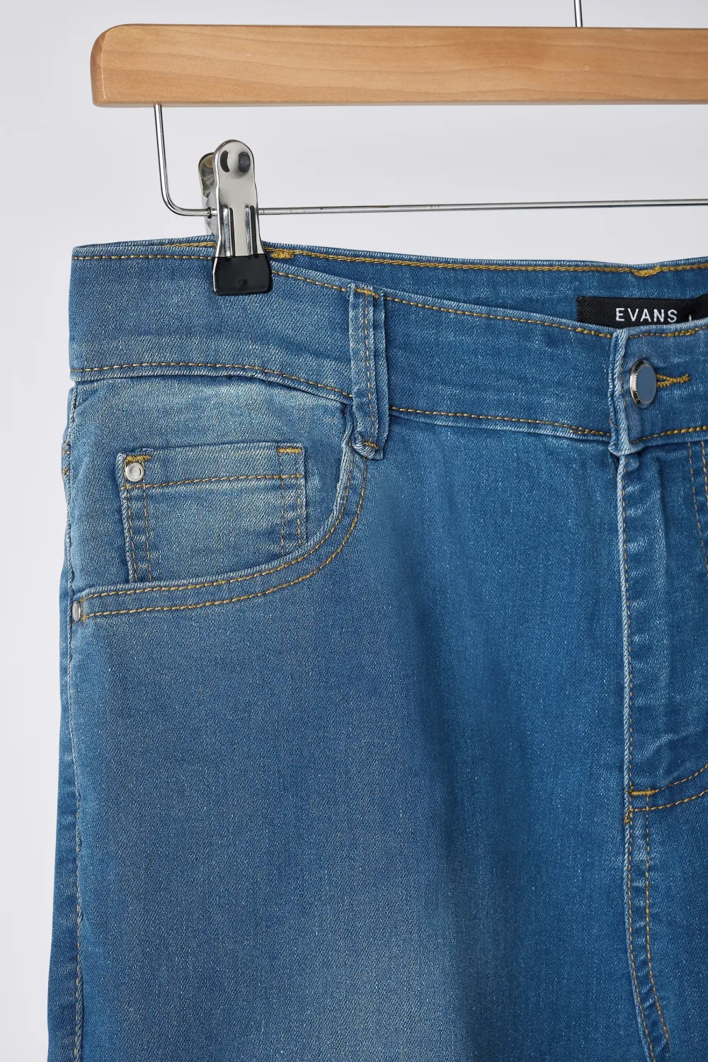 EVANS Curve Blue Midwash High Waisted Skinny Jeans
