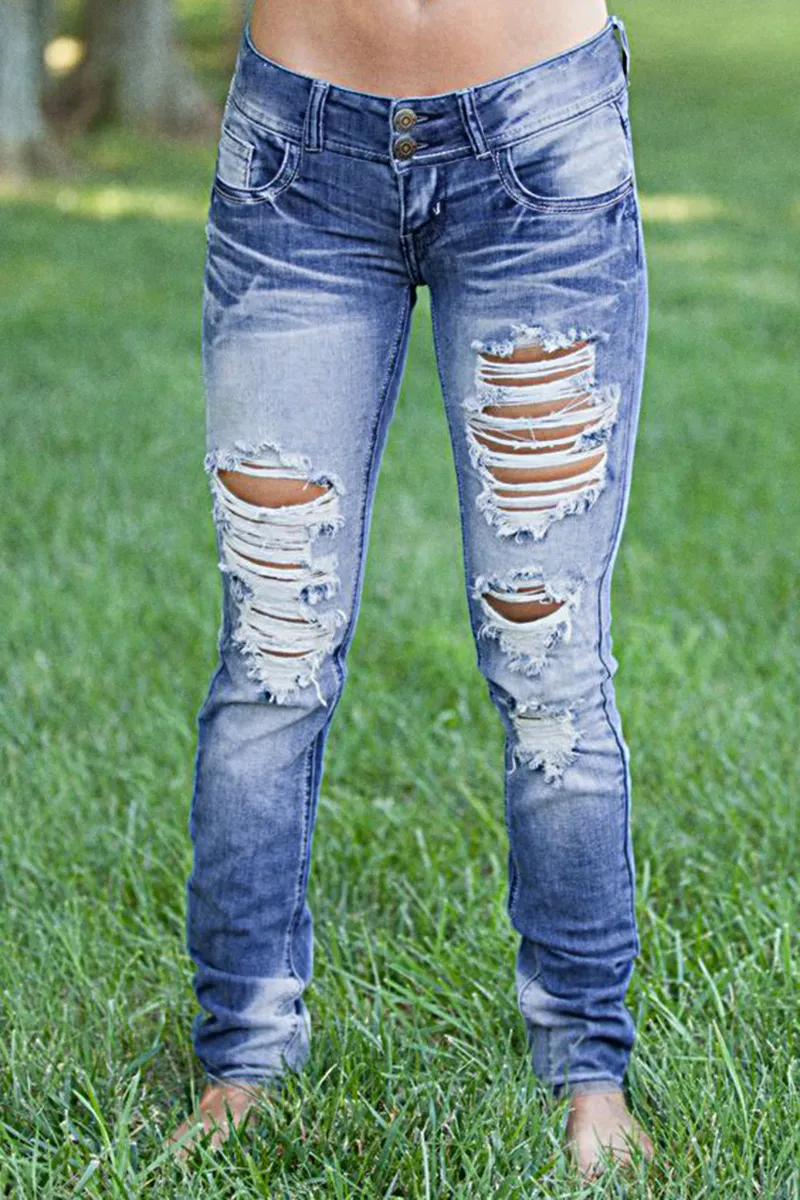 Distressed Low Waist Wash Bootcut Jeans