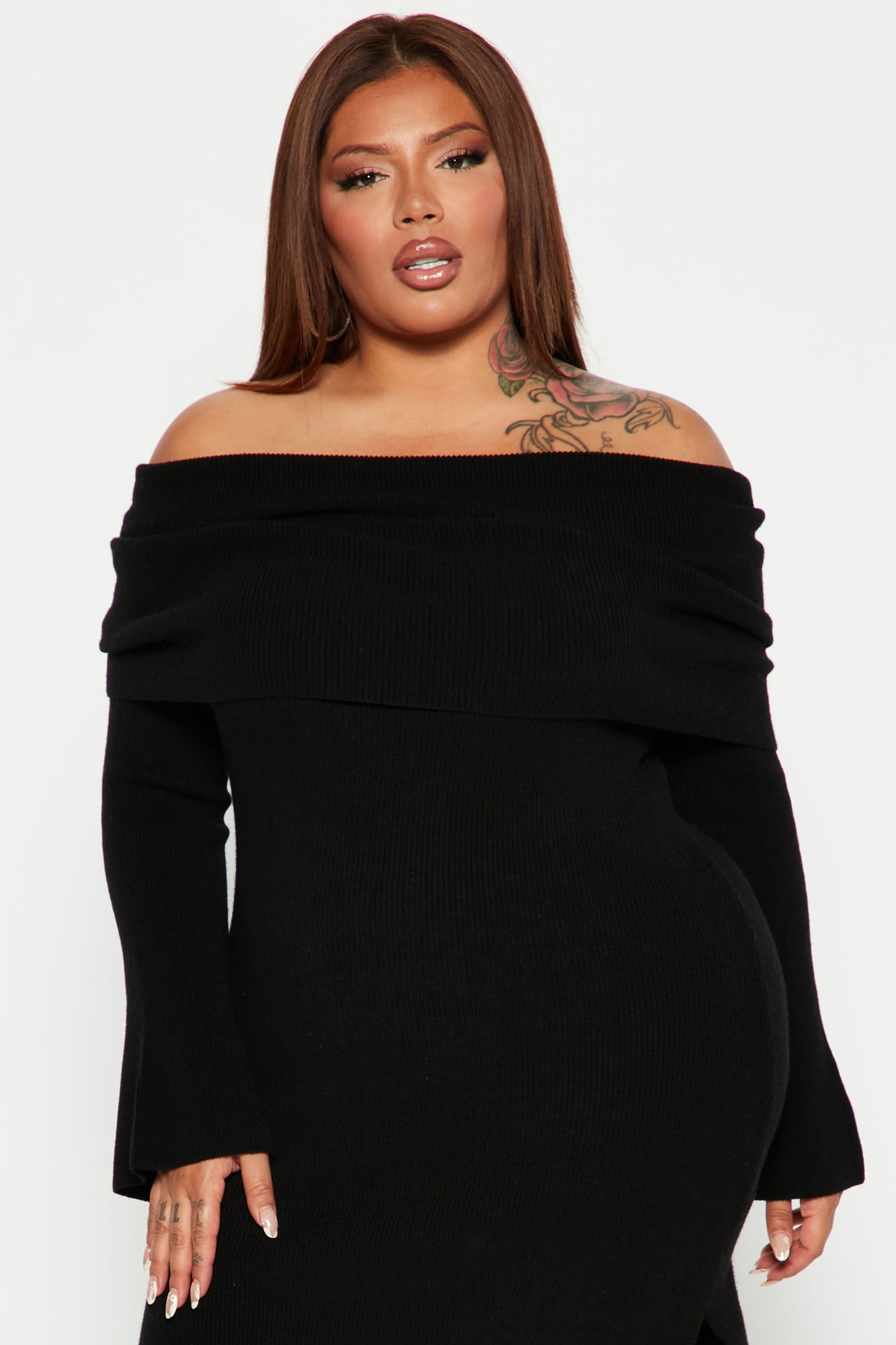 Grab Some Coco Sweater Maxi Dress - Black