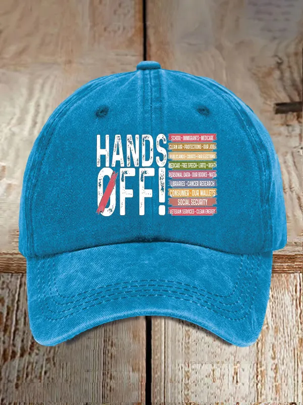 Unisex Retro Hands Off Protest Printed Baseball Cap