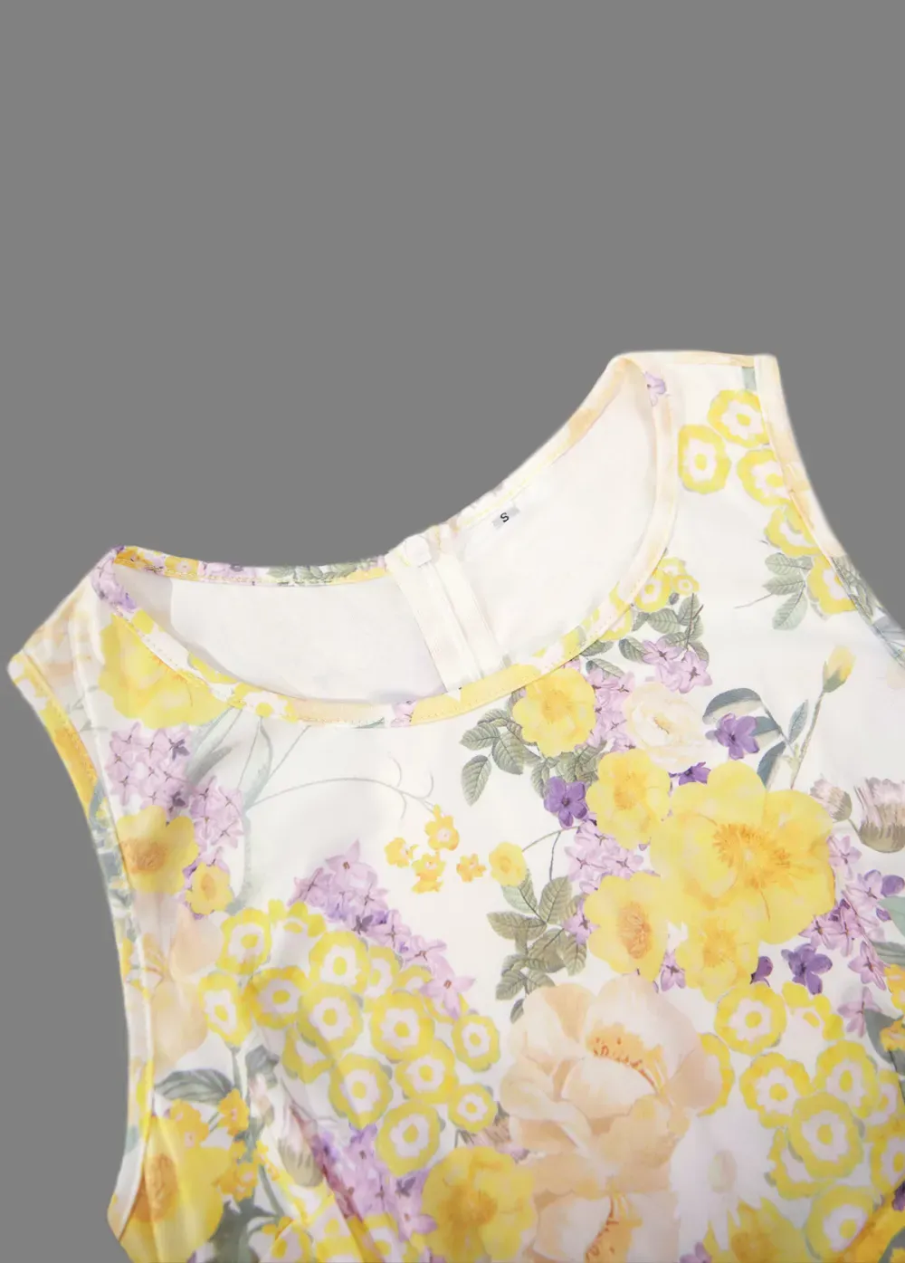 Light Yellow Two Piece Floral Print Dress and Cardigan