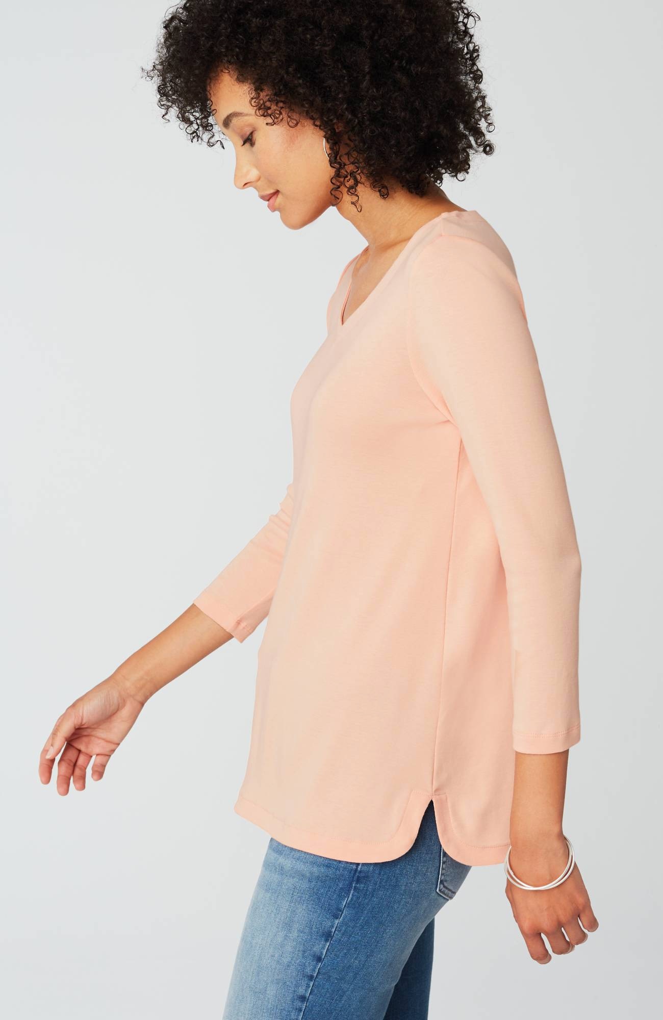 pima 3/4-sleeve v-neck tee