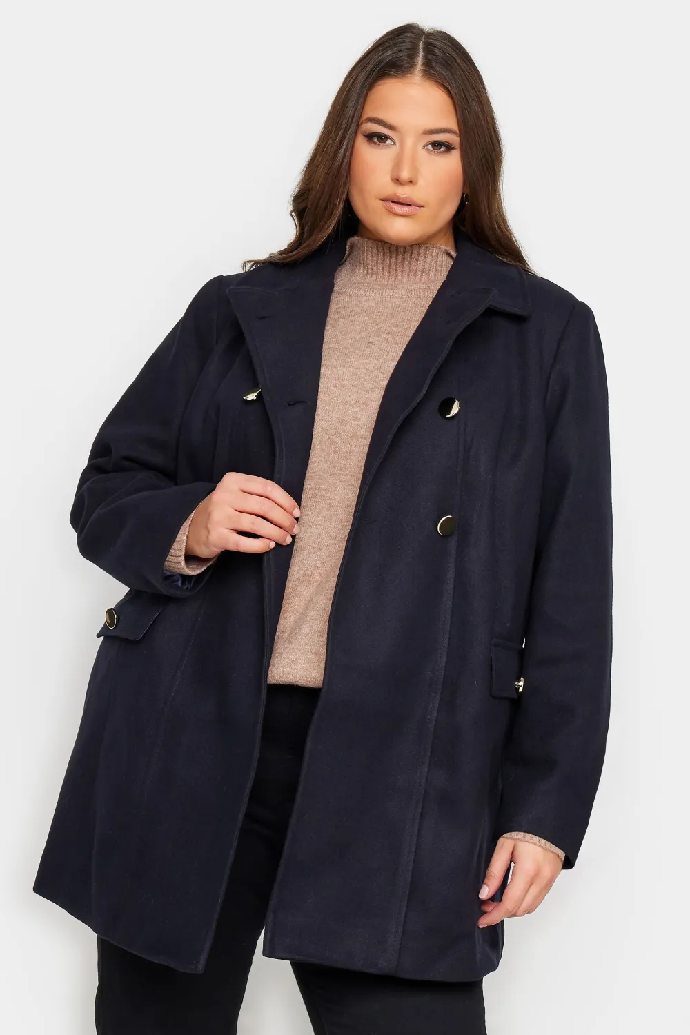 YOURS Curve Camel Brown Collared Formal Coat