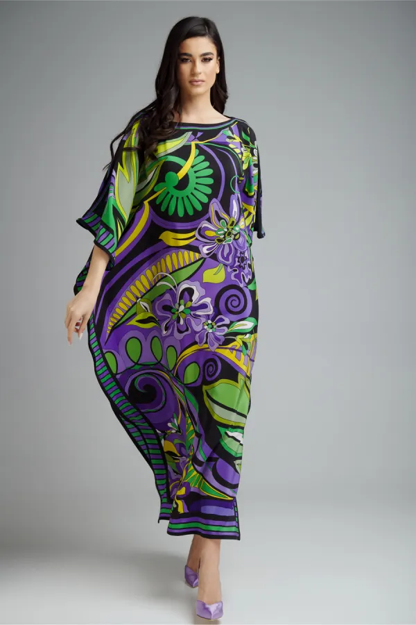 Coco bella Colour magic MIDI Kaftan Dress- One Size AU 12-18