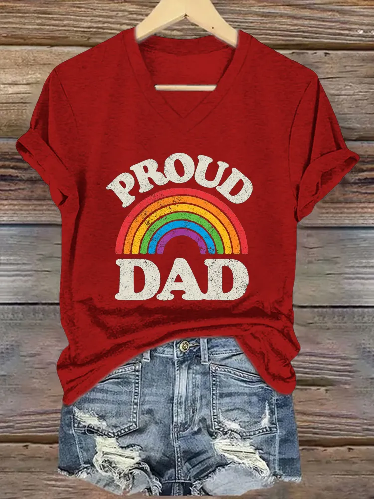 Women'S T-Shirt LGBTQ Proud Dad Gay Pride LGBT Ally Rainbow Father S Day T Shirt