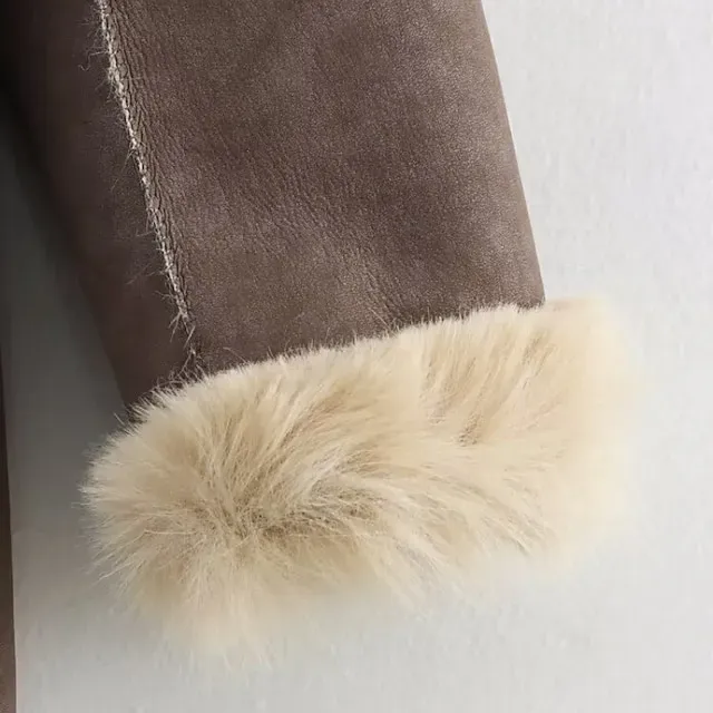 Women's Coat Faux Fur Coat Warm Comfortable Pocket Buttons Casual Plain Vacation Street Casual Going out Long Turndown Regular Fit Long Sleeve Outerwear Brown Fall Winter