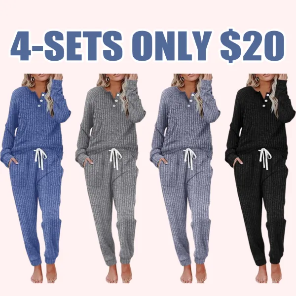 Women's 2-Piece Button Down Lounge Sweatsuit