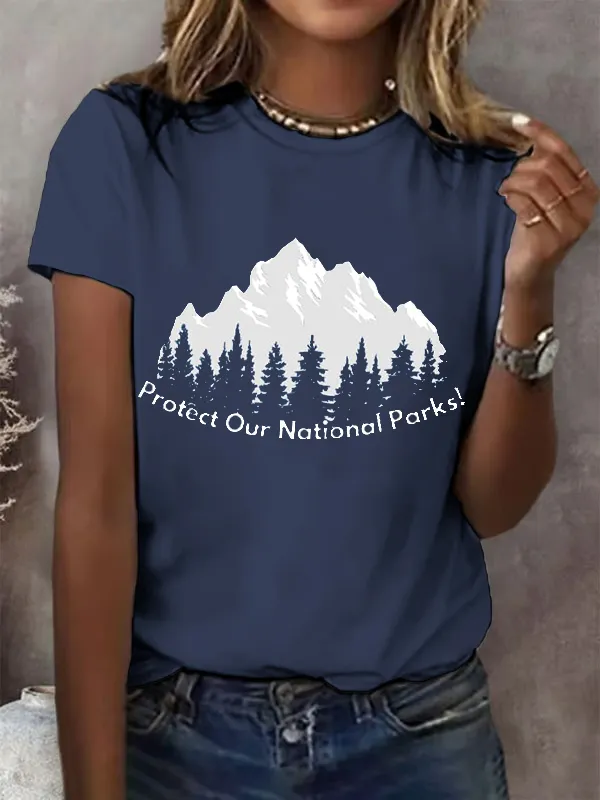 T-Shirt Women Women'S Retro Protect Our National Parks Print T-Shirt Art Print