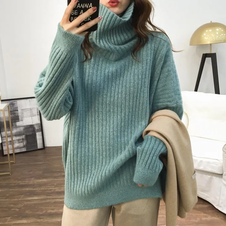 Turtleneck Lazy Pit Strip Retro Sweater